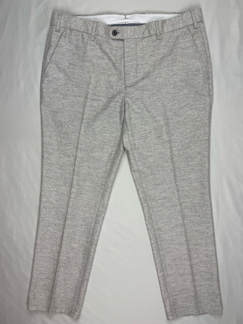 SuitSupply Mens Porto Int Trousers 38 x 28 Slim Fit Pure Wool Heathered Grey B8